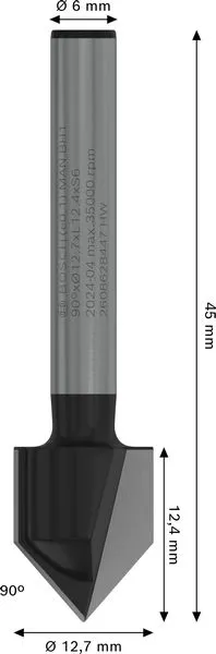 PRO glodalo za V-kanale, 90°×Ø 12,7, prihvat 6 mm 2608628447