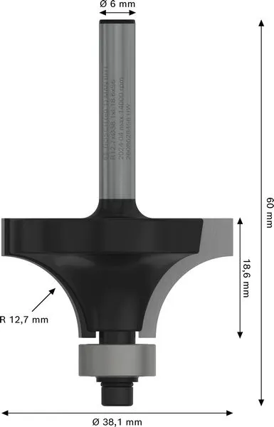 PRO glodalo za zaobljavanje, R 12,7, prihvat 6 mm 2608628458