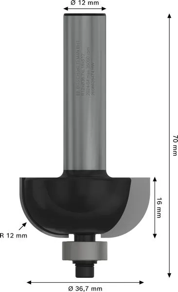 PRO glodalo za kanale, R 12, prihvat 12 mm 2608628474