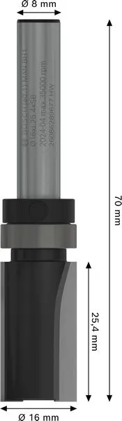 PRO glodalo za glodanje u ravni sa ležajevima na vrhu, Ø 16×L 25,4, prihvat 8 mm 2608629677