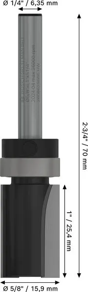 PRO glodalo za glodanje u ravni sa ležajevima na vrhu, Ø 5/8×L 1", prihvat 1/4" 2608629686