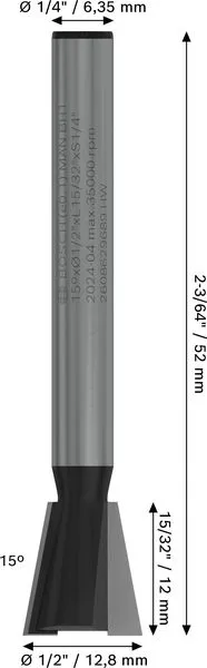 PRO glodalo za zupčaste žlebove, 15°, prihvat 1/4″ 2608629689