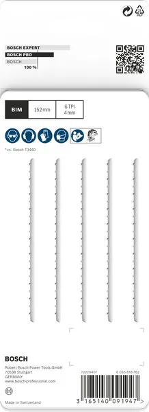 PRO Hardwood fast T344DF listovi ubodne testere 152 mm, 5 kom 2608634243