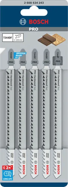 PRO Hardwood fast T344DF listovi ubodne testere 152 mm, 5 kom 2608634243