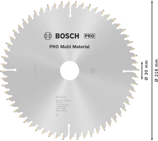 PRO Multi Material list kružne testere 216×2,5×30 mm, T60 2608640446