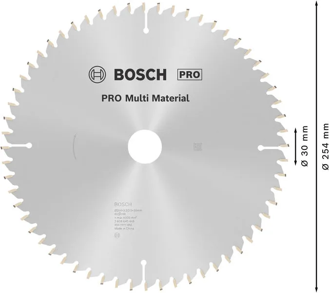 PRO Multi Material list kružne testere 254×3,2×30 mm, T60 2608640449