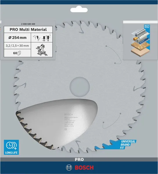 PRO Multi Material list kružne testere 254×3,2×30 mm, T60 2608640449