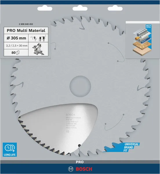 PRO Multi Material list kružne testere 305×3,2×30 mm, T80 2608640452