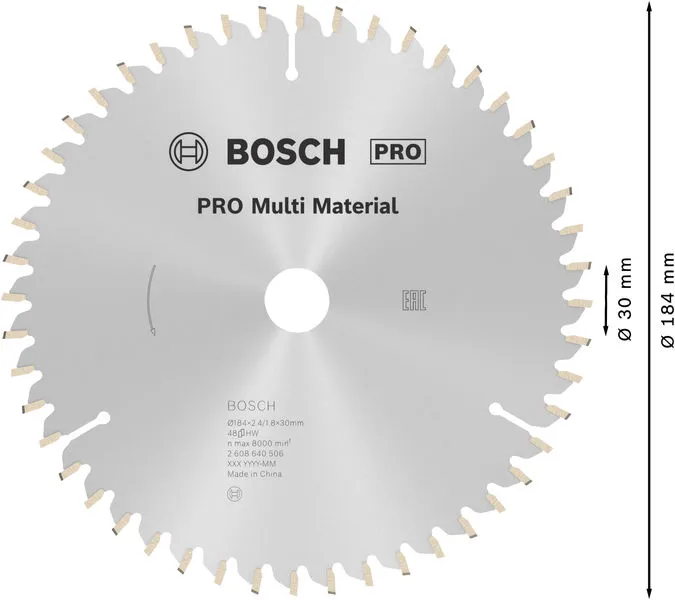 PRO Multi Material list kružne testere 184×2,4×30 mm 2608640506
