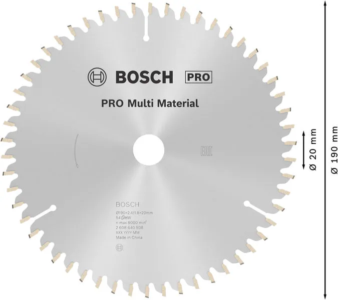 PRO Multi Material list kružne testere 190×2,4×20 mm 2608640508