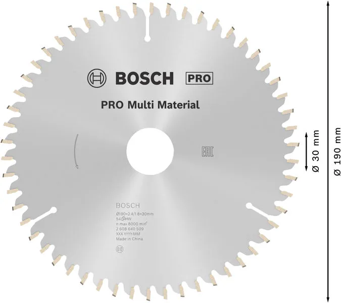 PRO Multi Material list kružne testere 190×2,4×30 mm 2608640509