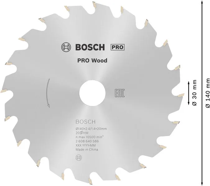 PRO Wood list kružne testere 140×2,4×20 mm, T20 2608640586