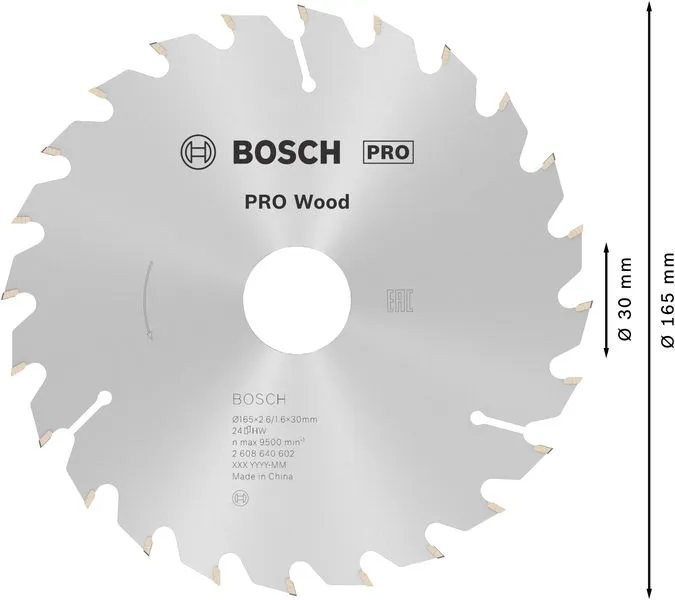 PRO Wood list kružne testere 165×2,6×30 mm, T24 2608640602