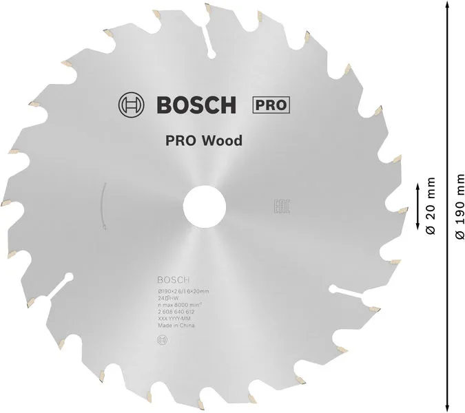 PRO Wood list kružne testere 190×2,6×20 mm, T24 2608640612