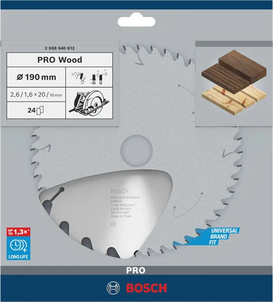 PRO Wood list kružne testere 190×2,6×20 mm, T24 2608640612