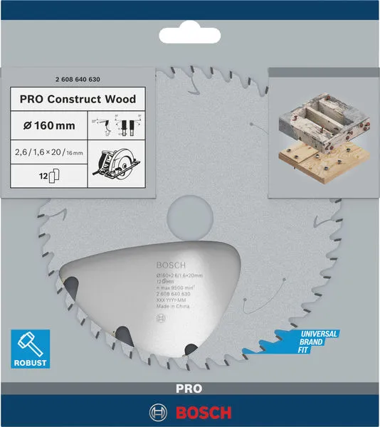 PRO Construct Wood list kružne testere 160×2,6×20 mm 2608640630