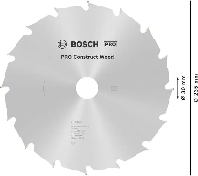 PRO Construct Wood list kružne testere 235×2,8×30 mm 2608640636