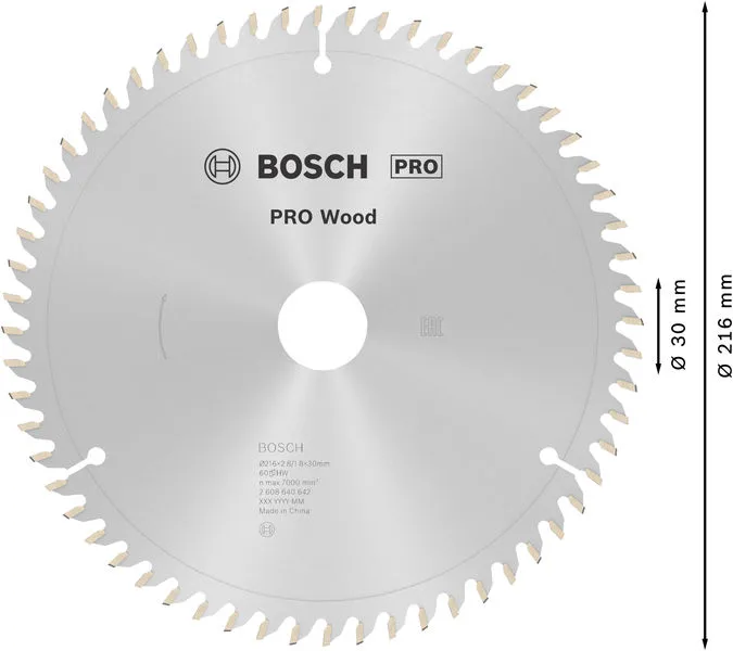 PRO Wood list kružne testere 216×2,8×30 mm, T60 2608640642