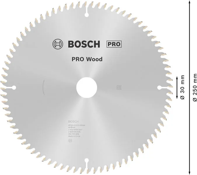 PRO Wood list kružne testere 250×3,2×30 mm, T80 2608640645