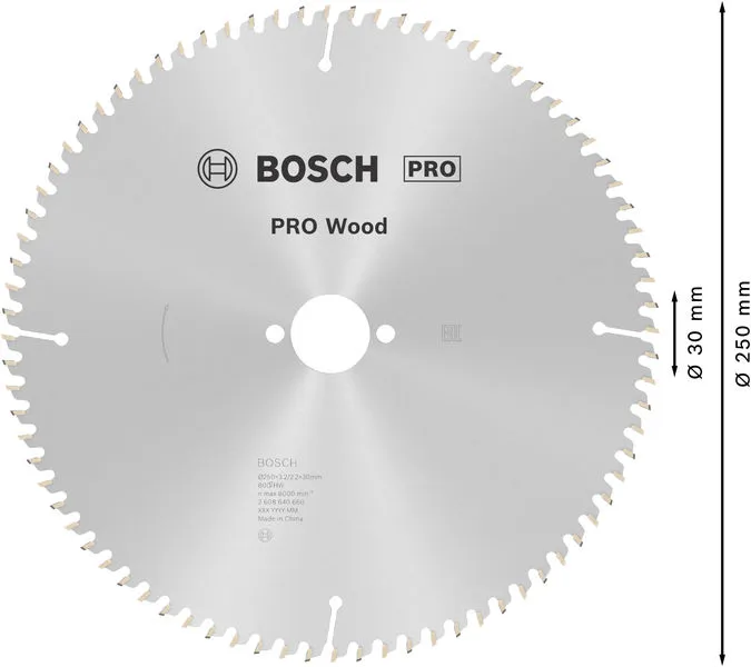 PRO Wood list kružne testere 250×3,2×30 mm, T80 2608640660