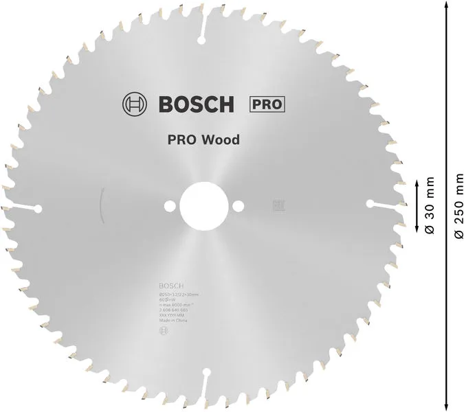 PRO Wood list kružne testere 250×3,2×30 mm, T60 2608640665