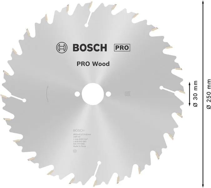 PRO Wood list kružne testere 250×3,2×30 mm, T24 2608640680
