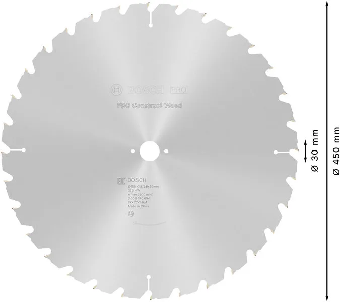 PRO Construct Wood list kružne testere 450×3,8×30 mm 2608640694