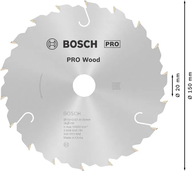 PRO Wood list kružne testere za drvo 150×2×20 mm 2608640781