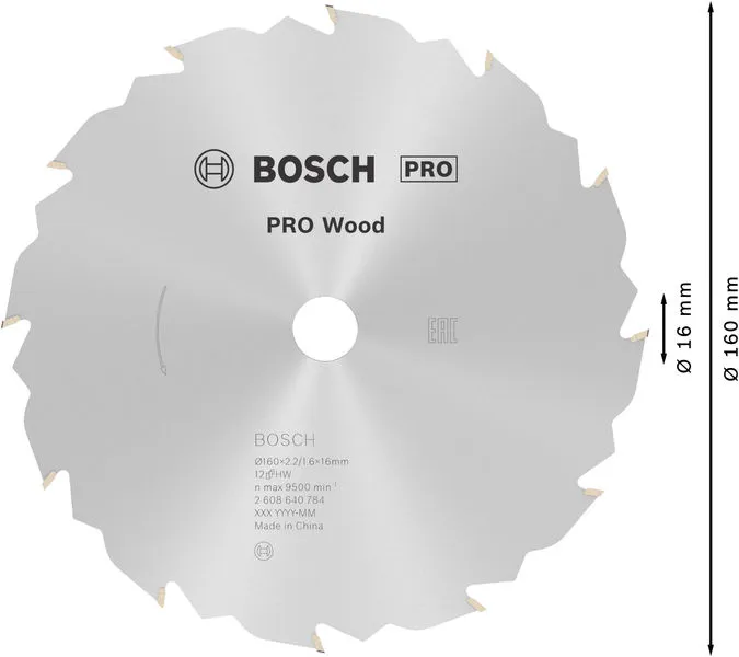 PRO Wood list kružne testere 160×2,2×16 mm, T12 2608640784