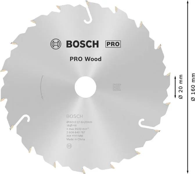 PRO Wood list kružne testere 160×2,2×20 mm, T18 2608640787