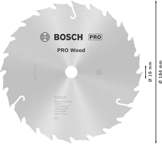 PRO Wood list kružne testere 184×2,2×16 mm, T24 2608640795