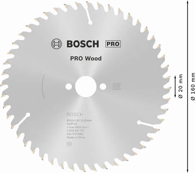 PRO Wood list kružne testere 160×1,8×20 mm, T48 2608641172