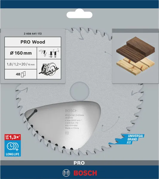 PRO Wood list kružne testere 160×1,8×20 mm, T48 2608641172
