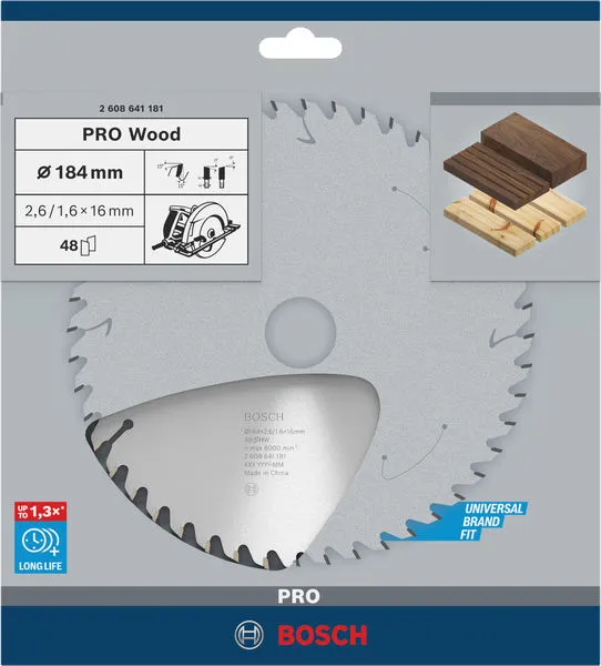 PRO Wood list kružne testere 184×2,6×16 mm, T48 2608641181