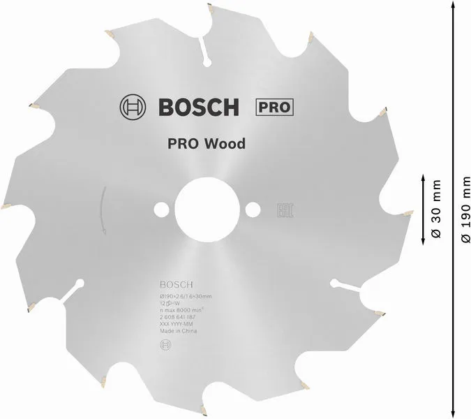 PRO Wood list kružne testere 190×2,6×30 mm, T12 2608641187