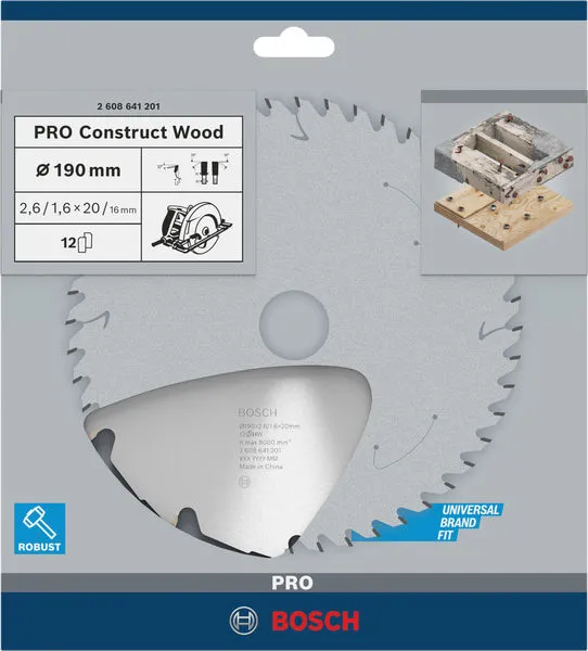 PRO Construct Wood list kružne testere 190×2,6×20 mm 2608641201
