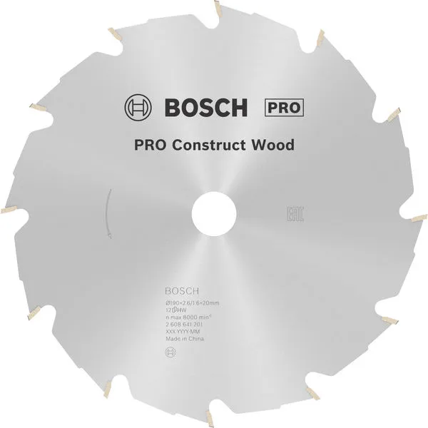 Bosch PRO Construct Wood list kružne testere 190×2,6×20 mm 2608641201