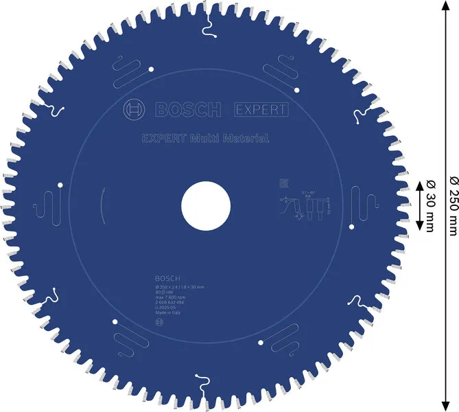 EXPERT Multi Material list kružne testere 250×1,8×30 mm, T80 2608642494