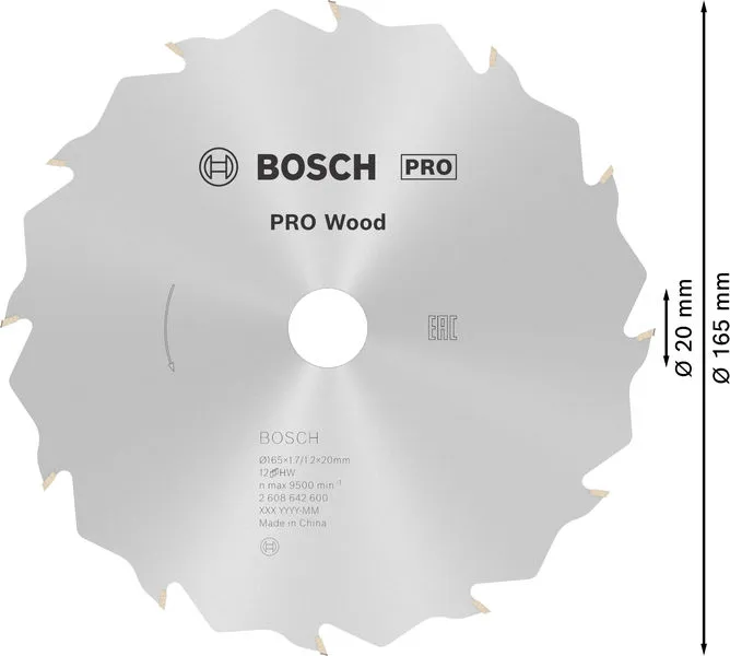 PRO Wood list kružne testere 165×1,7×20 mm, T12 2608642600