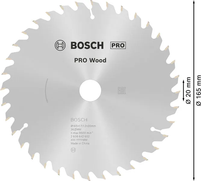 PRO Wood list kružne testere 165×1,7×20 mm, T36 2608642602