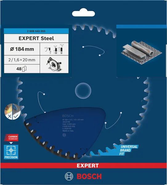 EXPERT Steel list kružne testere 184×2/1,6×20 mm, T48 2608643055