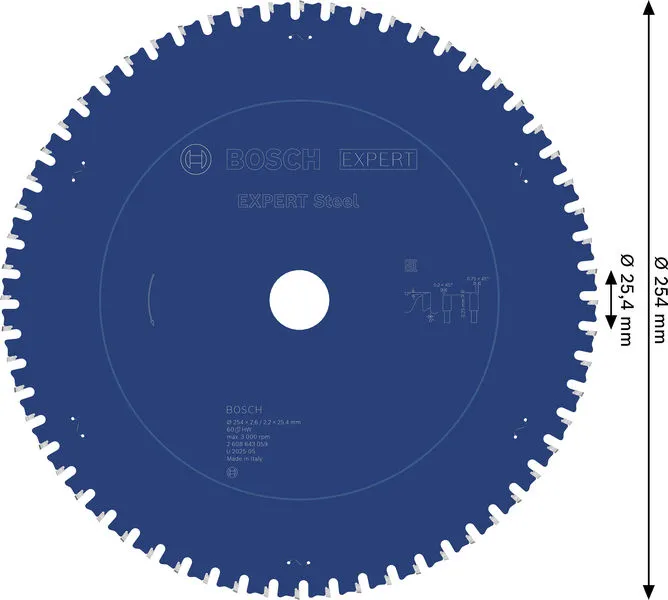 EXPERT Steel list kružne testere 254×2,6/2,2×25,4 mm, T60 2608643059