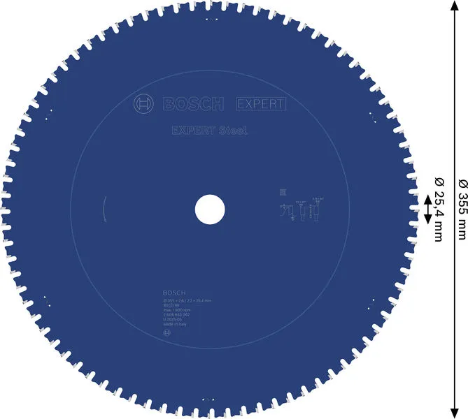 EXPERT Steel list kružne testere 355×2,6/2,2×25,4 mm, T80 2608643062