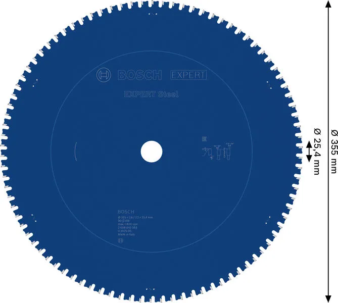 EXPERT Steel list kružne testere 355×2,6/2,2×25,4 mm, T90 2608643063