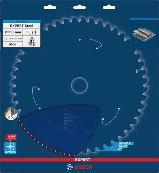 EXPERT Steel list kružne testere 355×2,6/2,2×25,4 mm, T90 2608643063
