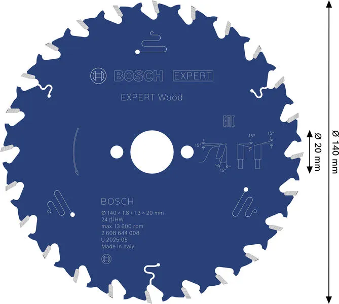 EXPERT Wood list kružne testere 140×1,8/1,3×20 mm, T24 2608644008