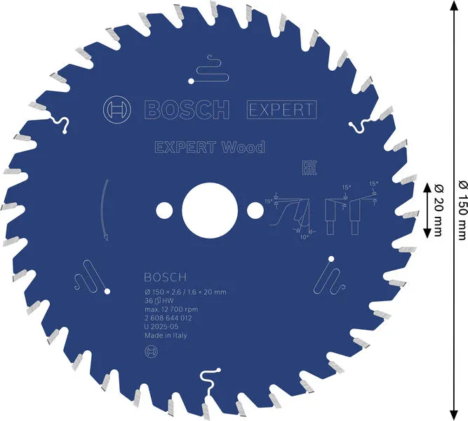EXPERT Wood list kružne testere 150×2,6/1,6×20 mm, T36 2608644012