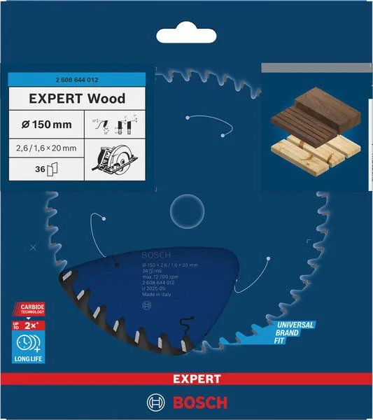 EXPERT Wood list kružne testere 150×2,6/1,6×20 mm, T36 2608644012