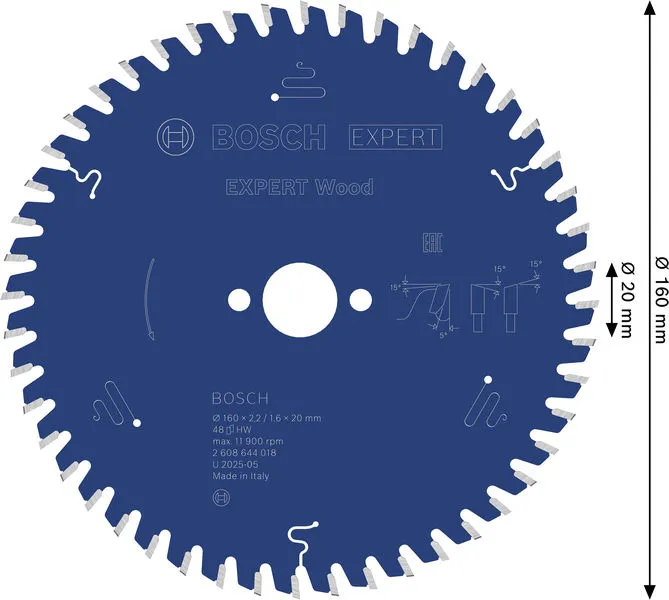 EXPERT Wood list kružne testere 160×2,2/1,6×20 mm, T48 2608644018