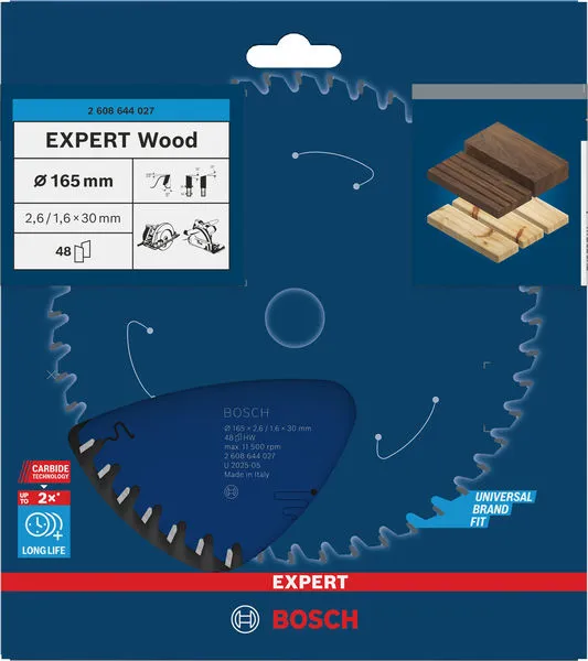 EXPERT Wood list kružne testere 165×2,6/1,6×30 mm, T48 2608644027